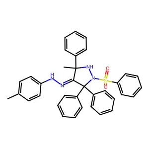 N-[[1-(benzenesulfonyl)-3-methyl-3,5,5-triphenylpyrazolidin-4-ylidene]amino]-4-methylaniline structure