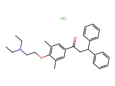 1-Propanone, 1-(4-(2-(diethylamino)ethoxy)-3,5-dimethylphenyl)-3,3-diphenyl-, hydrochloride structure