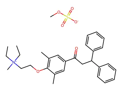 Ethanaminium, 2-N,N-diethyl-2-(2,6-dimethyl-4-(1-oxo-3,3-diphenylpropyl)phenoxy)-N-methyl-, methyl sulfate structure