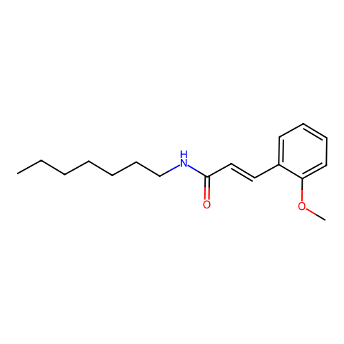 (2E)-N-heptyl-3-(2-methoxyphenyl)prop-2-enamide structure
