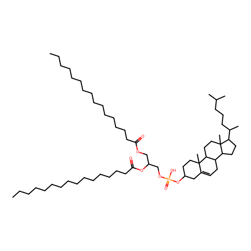 [3-[[10,13-dimethyl-17-(6-methylheptan-2-yl)-2,3,4,7,8,9,11,12,14,15,16,17-dodecahydro-1H-cyclopenta[a]phenanthren-3-yl]oxy-hydroxyphosphoryl]oxy-2-hexadecanoyloxypropyl] hexadecanoate structure