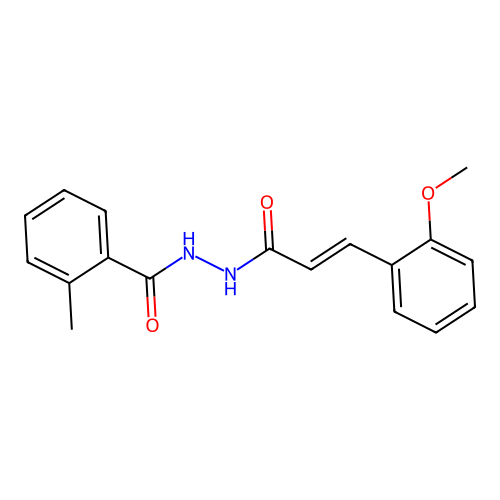 N'-[(2E)-3-(2-methoxyphenyl)prop-2-enoyl]-2-methylbenzohydrazide structure