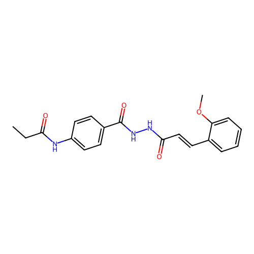 N-[4-({2-[(2E)-3-(2-methoxyphenyl)prop-2-enoyl]hydrazino}carbonyl)phenyl]propanamide structure