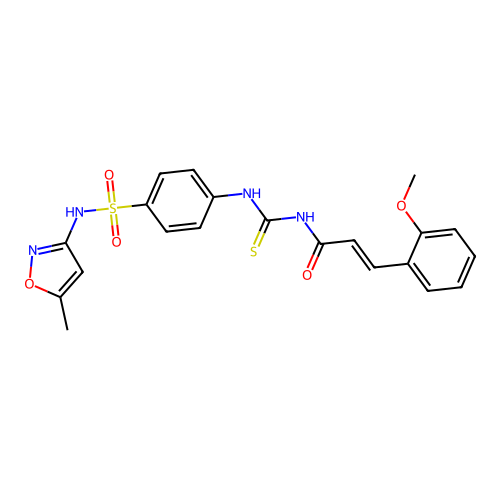 (2E)-3-(2-methoxyphenyl)-N-({4-[(5-methyl-1,2-oxazol-3-yl)sulfamoyl]phenyl}carbamothioyl)prop-2-enamide structure