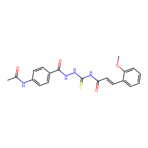 (2E)-N-({2-[4-(acetylamino)benzoyl]hydrazino}carbonothioyl)-3-(2-methoxyphenyl)acrylamide structure