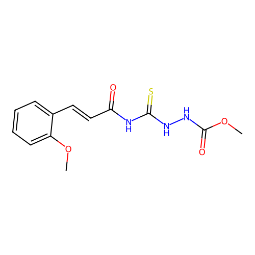 methyl 2-({[(2E)-3-(2-methoxyphenyl)prop-2-enoyl]amino}carbonothioyl)hydrazinecarboxylate structure