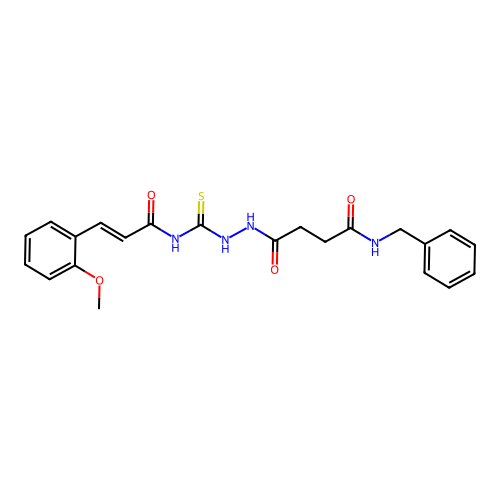 N-({2-[4-(benzylamino)-4-oxobutanoyl]hydrazino}carbonothioyl)-3-(2-methoxyphenyl)acrylamide structure