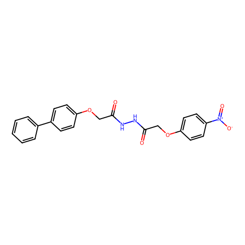 2-(biphenyl-4-yloxy)-N'-[(4-nitrophenoxy)acetyl]acetohydrazide structure