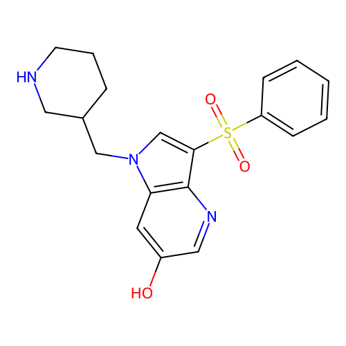 1H-Pyrrolo[3,2-b]pyridin-6-ol, 3-(phenylsulfonyl)-1-(3-piperidinylmethyl)- structure