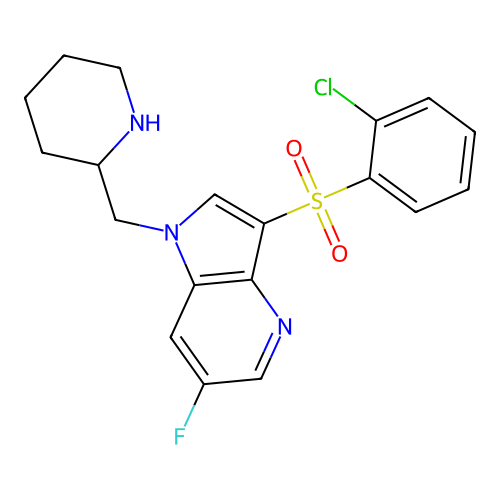 1h-pyrrolo[3,2-b]pyridine,3-[(2-chlorophenyl)sulfonyl]-6-fluoro-1-(2-piperidinylmethyl)- structure