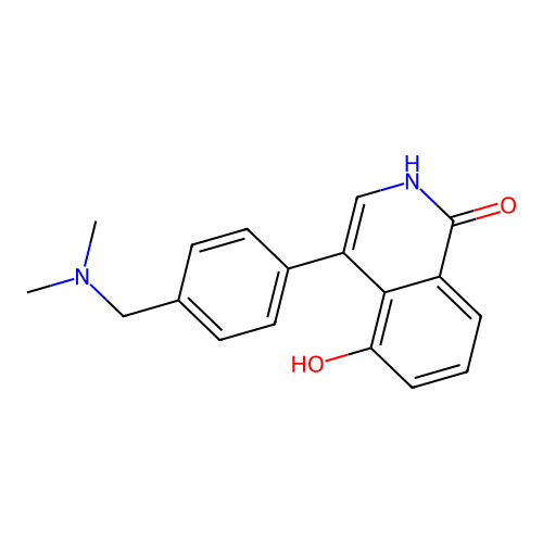 4-(4-((dimethylamino)methyl)phenyl)-5-hydroxyisoquinolin-1(2H)-one structure