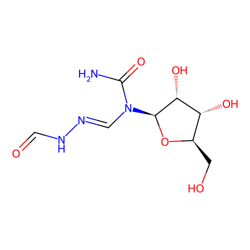 Urea, N-((formylamino)iminomethyl)-N-beta-D-ribofuranosyl- structure