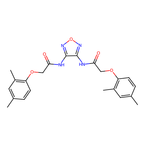 N,N'-1,2,5-oxadiazole-3,4-diylbis[2-(2,4-dimethylphenoxy)acetamide] structure