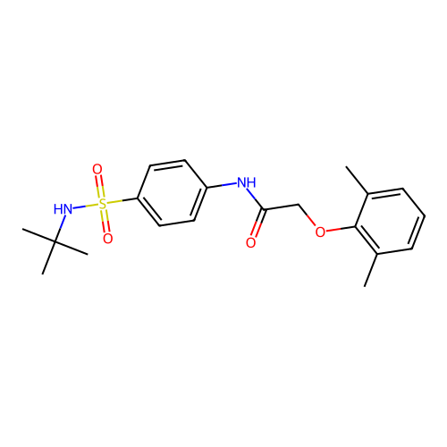 N-[4-(tert-butylsulfamoyl)phenyl]-2-(2,6-dimethylphenoxy)acetamide structure