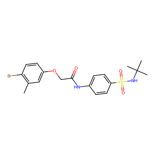 2-(4-bromo-3-methylphenoxy)-N-[4-(tert-butylsulfamoyl)phenyl]acetamide structure