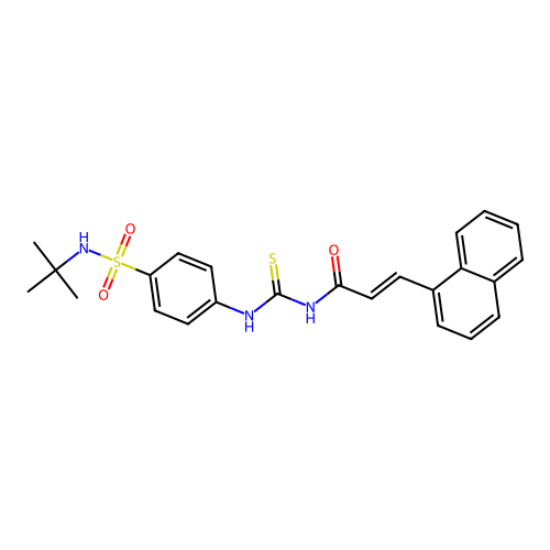 (2E)-N-{[4-(tert-butylsulfamoyl)phenyl]carbamothioyl}-3-(naphthalen-1-yl)prop-2-enamide structure