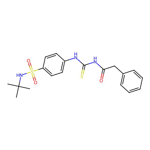 N-{[4-(tert-butylsulfamoyl)phenyl]carbamothioyl}-2-phenylacetamide structure