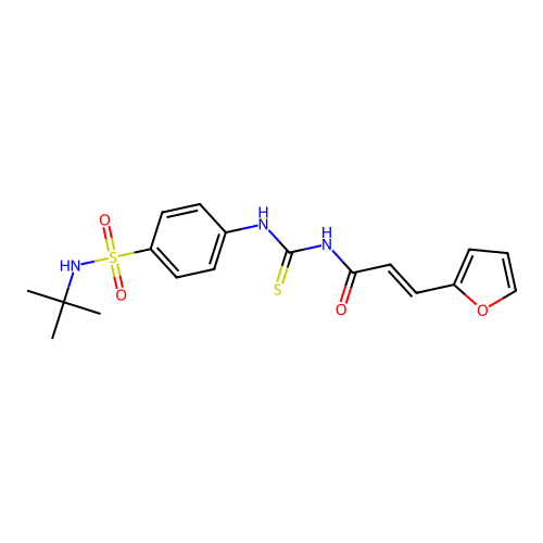 3-(2-furyl)-N-[[4-(tert-butylsulfamoyl)phenyl]thiocarbamoyl]prop-2-enamide structure