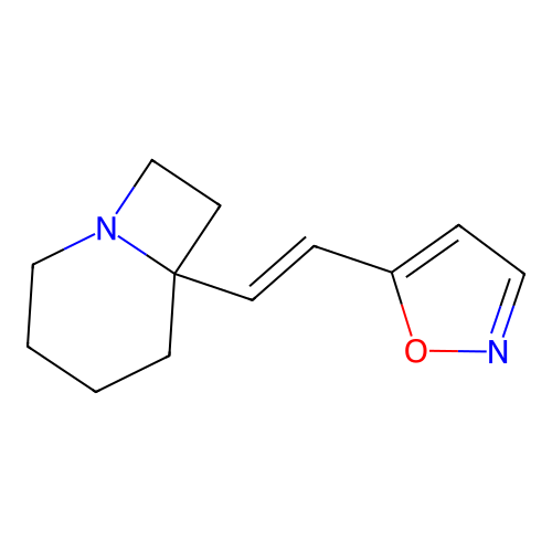 5-[(E)-2-(1-azabicyclo[4.2.0]octan-6-yl)ethenyl]-1,2-oxazole structure