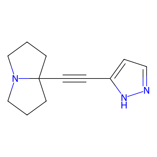 1H-Pyrrolizine, hexahydro-7a-(1H-pyrazol-3-ylethynyl)- structure