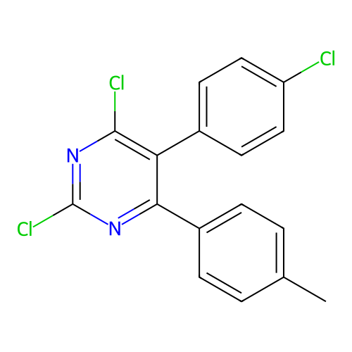 Pyrimidine, 2,4-dichloro-5-(4-chlorophenyl)-6-(4-methylphenyl)- structure