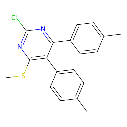 Pyrimidine, 2-chloro-4,5-bis(4-methylphenyl)-6-(methylthio)- structure