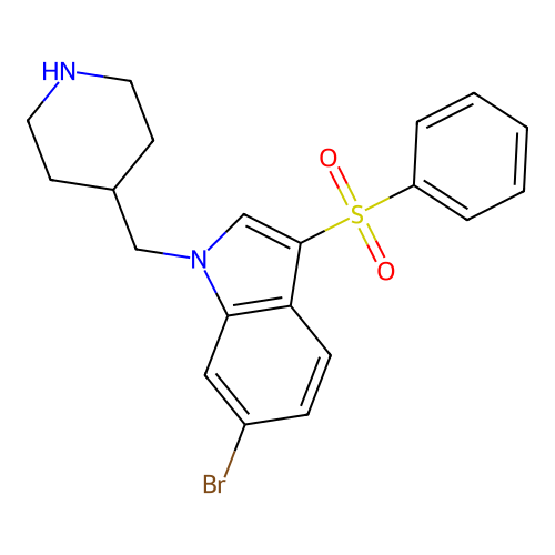 1H-Indole, 6-bromo-3-(phenylsulfonyl)-1-(4-piperidinylmethyl)- structure