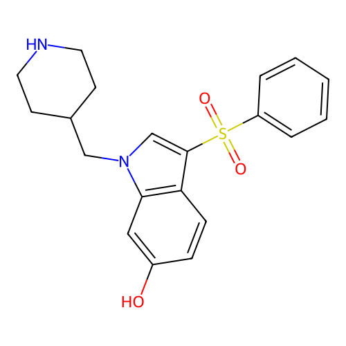 1H-Indol-6-ol, 3-(phenylsulfonyl)-1-(4-piperidinylmethyl)- structure