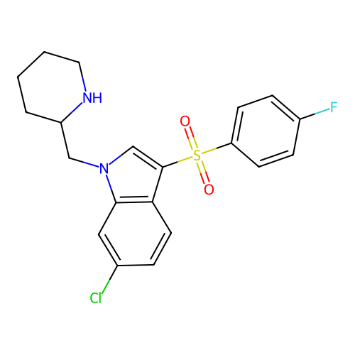 1H-Indole, 6-chloro-3-[(4-fluorophenyl)sulfonyl]-1-(2-piperidinylmethyl)- structure