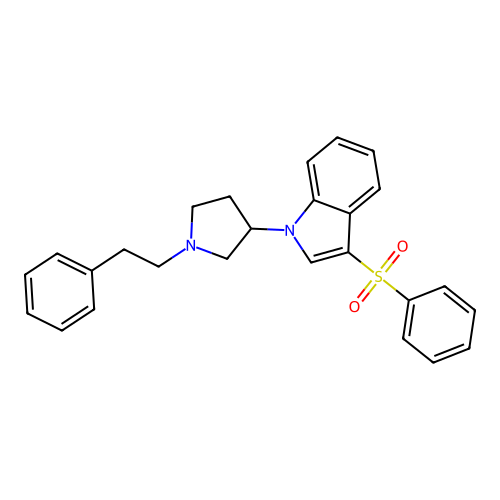 1H-Indole, 1-[1-(2-phenylethyl)-3-pyrrolidinyl]-3-(phenylsulfonyl)- structure
