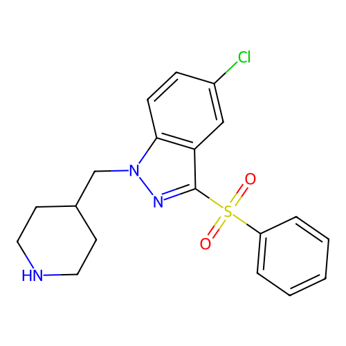 1H-Indazole, 5-chloro-3-(phenylsulfonyl)-1-(4-piperidinylmethyl)- structure