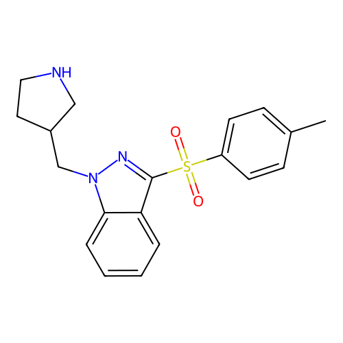 1H-Indazole, 3-[(4-methylphenyl)sulfonyl]-1-(3-pyrrolidinylmethyl)- structure