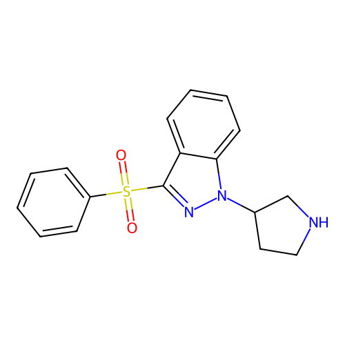 1H-Indazole, 3-(phenylsulfonyl)-1-(3-pyrrolidinyl)- structure