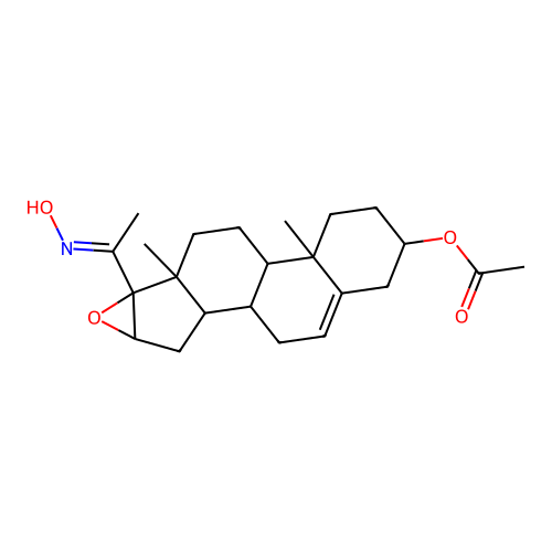 (20E)-20-(Hydroxyimino)-16,17-epoxypregn-5-en-3-yl acetate structure