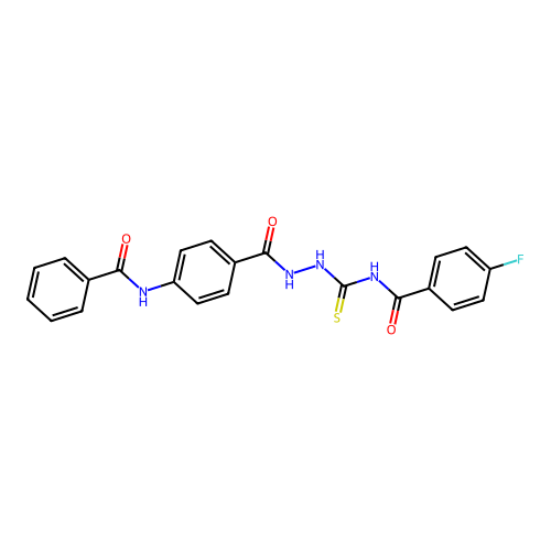 N-({2-[4-(benzoylamino)benzoyl]hydrazino}carbonothioyl)-4-fluorobenzamide structure