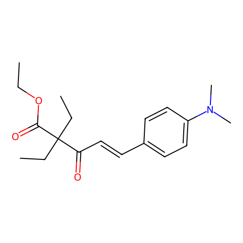 ethyl (4E)-5-[4-(dimethylamino)phenyl]-2,2-diethyl-3-oxopent-4-enoate structure