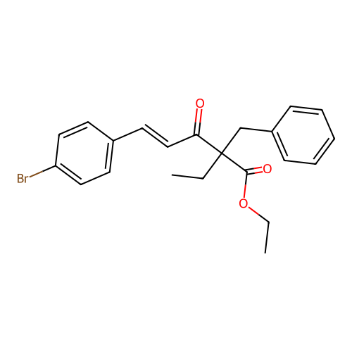 ethyl (E)-2-benzyl-5-(4-bromophenyl)-2-ethyl-3-oxopent-4-enoate structure