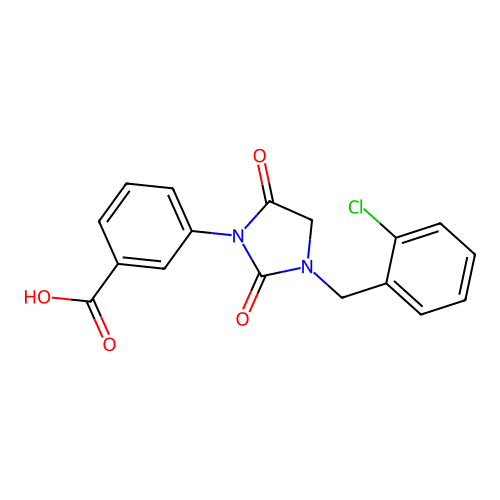 Benzoic acid, 3-[3-[(2-chlorophenyl)methyl]-2,5-dioxo-1-imidazolidinyl]- structure