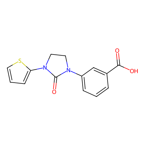 Benzoic acid, 3-[2-oxo-3-(2-thienyl)-1-imidazolidinyl]- structure