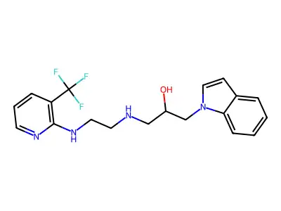 1-(1H-indol-1-yl)-3-[(2-{[3-(trifluoromethyl)pyridin-2-yl]amino}ethyl)amino]propan-2-ol structure