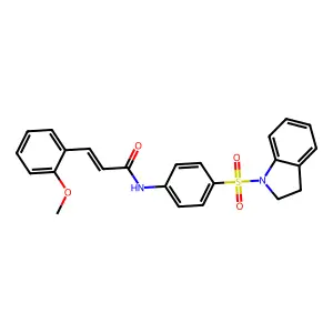 (2E)-N-[4-(2,3-dihydro-1H-indol-1-ylsulfonyl)phenyl]-3-(2-methoxyphenyl)prop-2-enamide structure