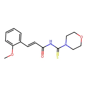 (2E)-3-(2-methoxyphenyl)-N-(morpholin-4-ylcarbonothioyl)prop-2-enamide structure