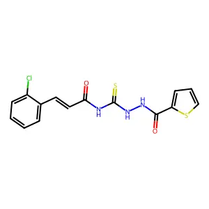 (E)-3-(2-chlorophenyl)-N-[(thiophene-2-carbonylamino)carbamothioyl]prop-2-enamide structure