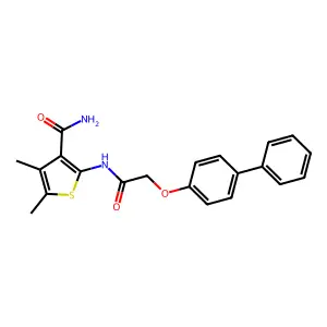 2-{[(Biphenyl-4-yloxy)acetyl]amino}-4,5-dimethylthiophene-3-carboxamide structure