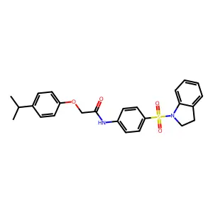 N-[4-(2,3-dihydro-1H-indol-1-ylsulfonyl)phenyl]-2-(4-isopropylphenoxy)acetamide structure