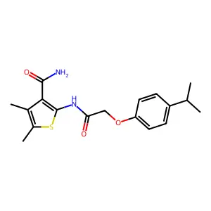 2-{[(4-Isopropylphenoxy)acetyl]amino}-4,5-dimethyl-3-thiophenecarboxamide structure