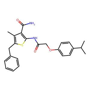 5-Benzyl-2-{[(4-isopropylphenoxy)acetyl]amino}-4-methyl-3-thiophenecarboxamide structure