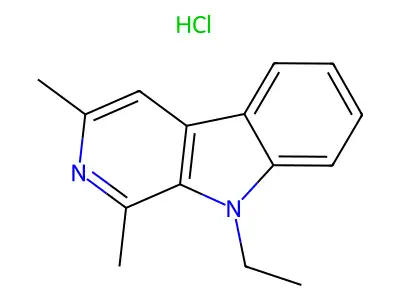 9H-Pyrido(3,4-b)indole, 1,3-dimethyl-9-ethyl-, hydrochloride structure