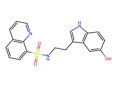 N-[2-(5-hydroxy-1H-indol-3-yl)ethyl]quinoline-8-sulfonamide structure