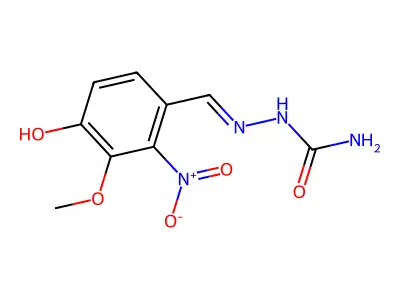 [(4-Hydroxy-3-methoxy-2-nitrophenyl)methylideneamino]urea structure